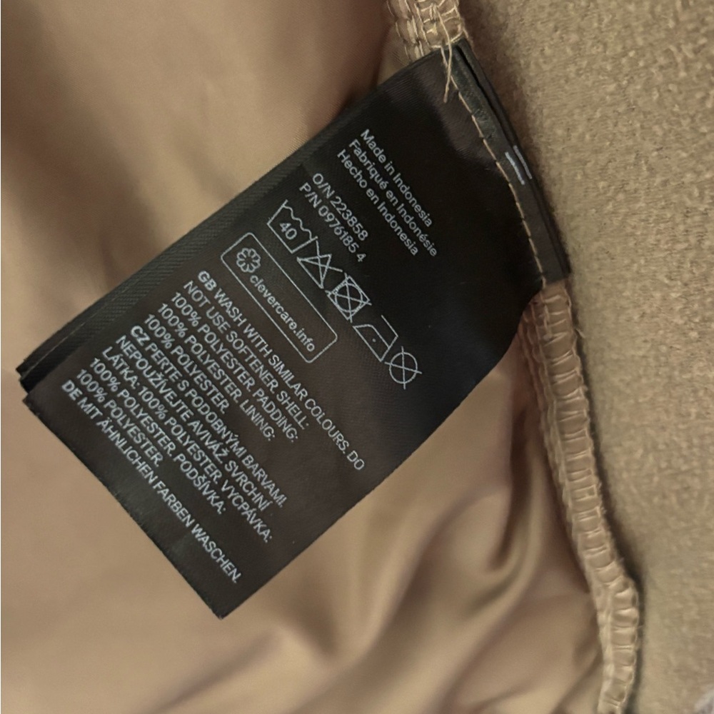 h&m puffer hooded lightweight outdoor jacket in dark beige, size small - Picture 10 of 10